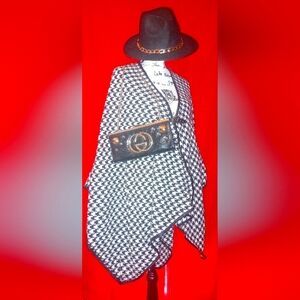 🔴 Stylish Houndstooth Poncho/Shawl 🔴
